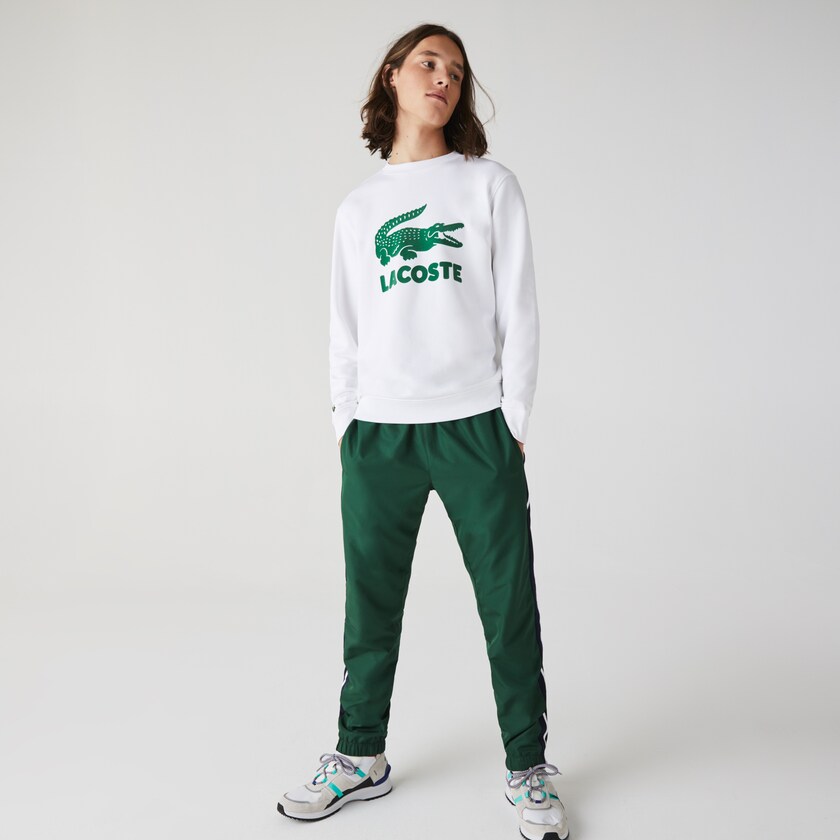Moletons Branco Masculino Lacoste Printed Logo Fleece Crew Neck NB0-44924R4