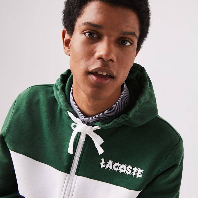 Moletons Verdes Azul Marinho Azuis Cinzentas Branco Masculino Lacoste SPORT Colourblock Fleece Zip AB2-69386J7