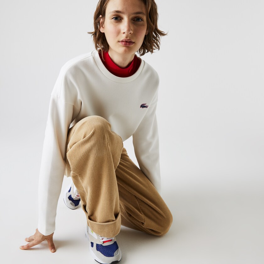Moletons Branco Feminino Lacoste SPORT Crew Neck Cotton IQ8-79997A0