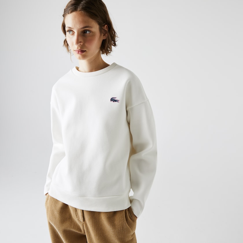 Moletons Branco Feminino Lacoste SPORT Crew Neck Cotton IQ8-79997A0
