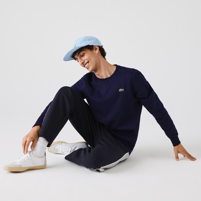 Moletons Azul Marinho Azuis Masculino Lacoste SPORT Crew Neck Fleece MM6-17911F5
