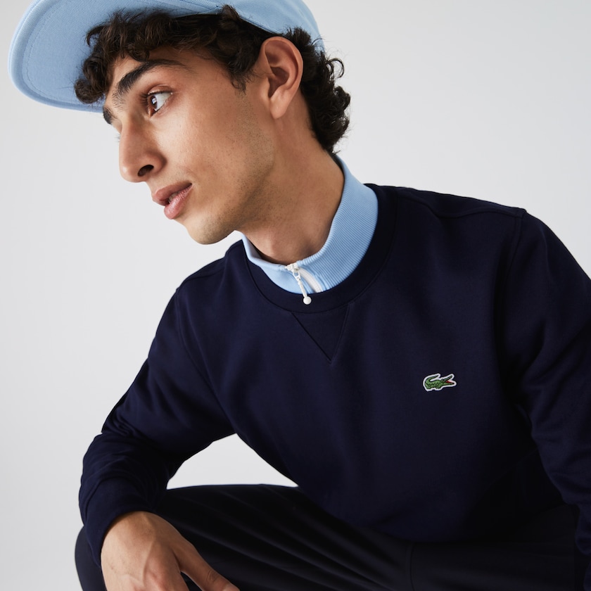 Moletons Azul Marinho Azuis Masculino Lacoste SPORT Crew Neck Fleece MM6-17911F5