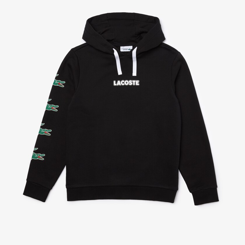 Moletons Pretas Masculino Lacoste SPORT Crocodile Print Hooded Cotton FP6-73277E8