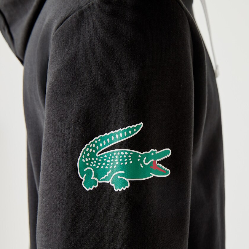 Moletons Pretas Masculino Lacoste SPORT Crocodile Print Hooded Cotton FP6-73277E8
