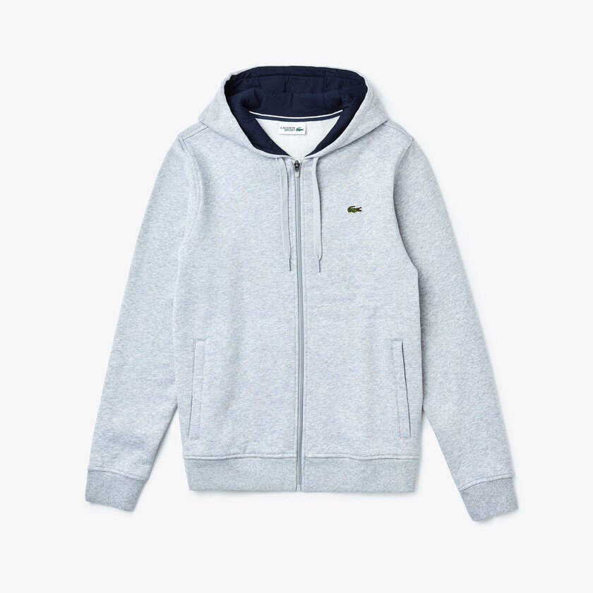 Moletons Cinzentas Azul Marinho Azuis Masculino Lacoste SPORT Full-Zip Fleece Hoodie IH7-33373W0