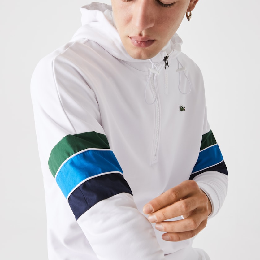 Moletons Branco Verdes Azuis Azul Marinho Azuis Branco Masculino Lacoste SPORT Hooded Colorblock Fleece GN5-97869X6