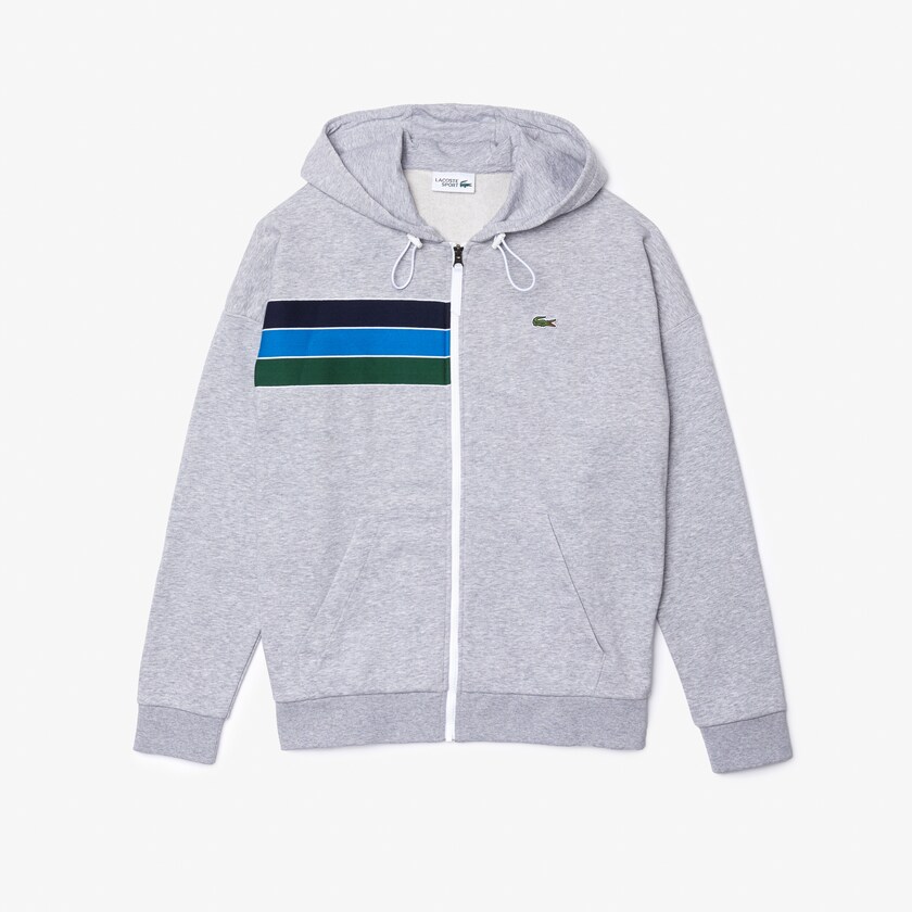 Moletons Cinzentas Azul Marinho Azuis Azuis Verdes Branco Masculino Lacoste SPORT Hooded Colorblock Fleece Zip ZA0-35053I1