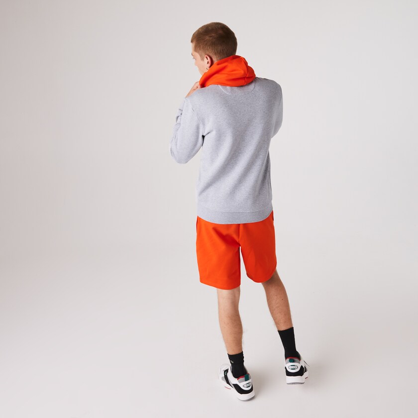 Moletons Cinzentas Vermelhas Masculino Lacoste SPORT Hooded Contrast Fleece LS6-92699J8