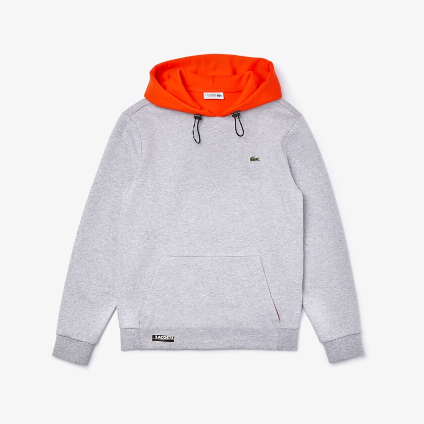 Moletons Cinzentas Vermelhas Masculino Lacoste SPORT Hooded Contrast Fleece LS6-92699J8