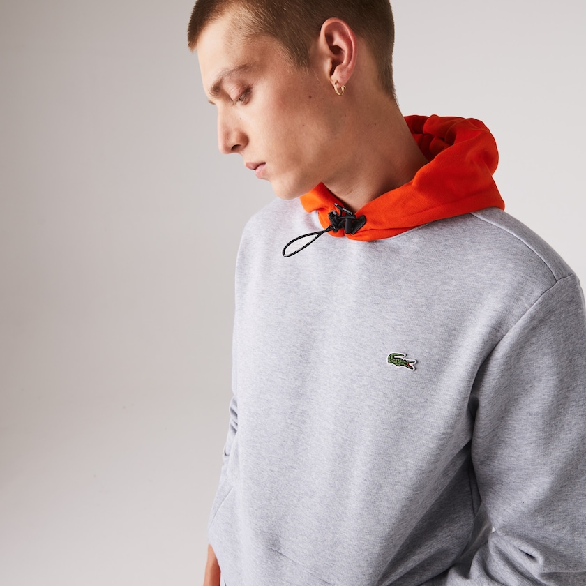 Moletons Cinzentas Vermelhas Masculino Lacoste SPORT Hooded Contrast Fleece LS6-92699J8
