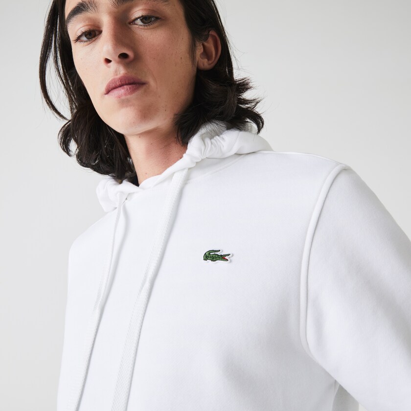 Moletons Branco Masculino Lacoste SPORT Hooded Fleece KK1-64686S9
