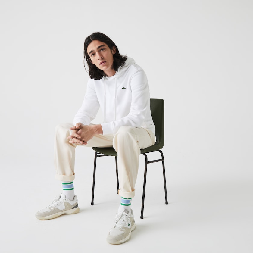 Moletons Branco Masculino Lacoste SPORT Hooded Fleece KK1-64686S9