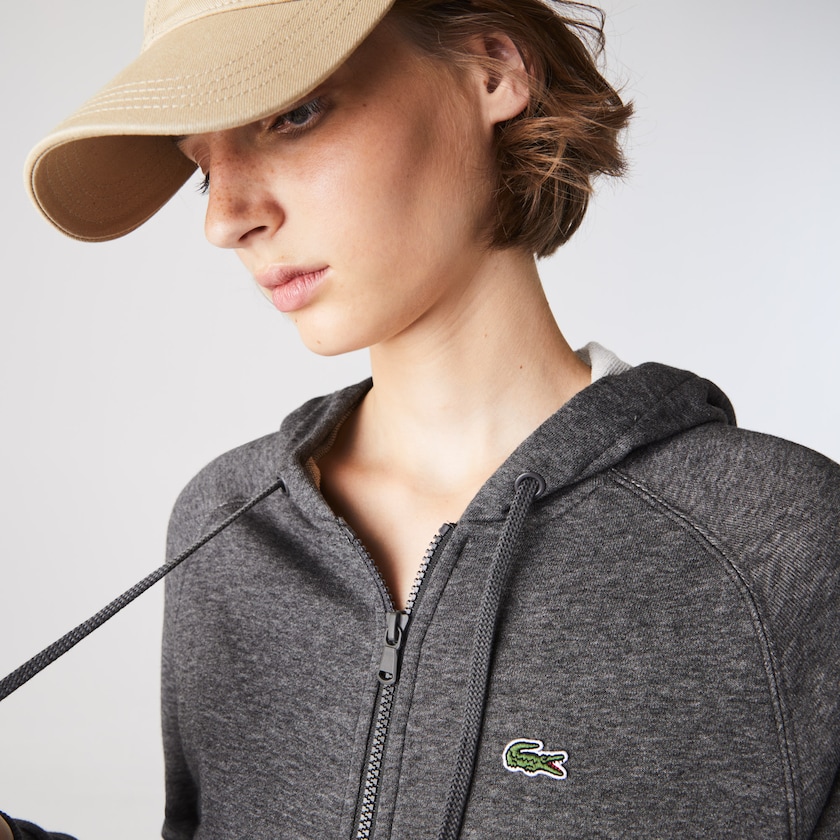 Moletons Cinzentas Feminino Lacoste SPORT Hooded Fleece Zip Tennis LA9-50115X7