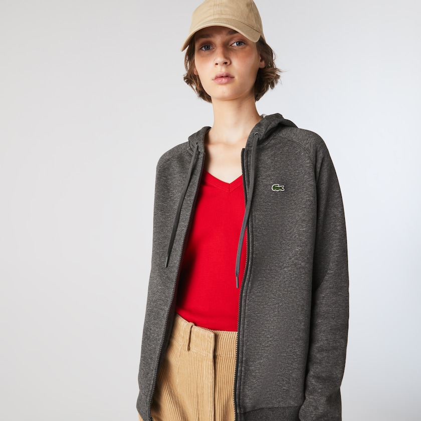 Moletons Cinzentas Feminino Lacoste SPORT Hooded Fleece Zip Tennis LA9-50115X7