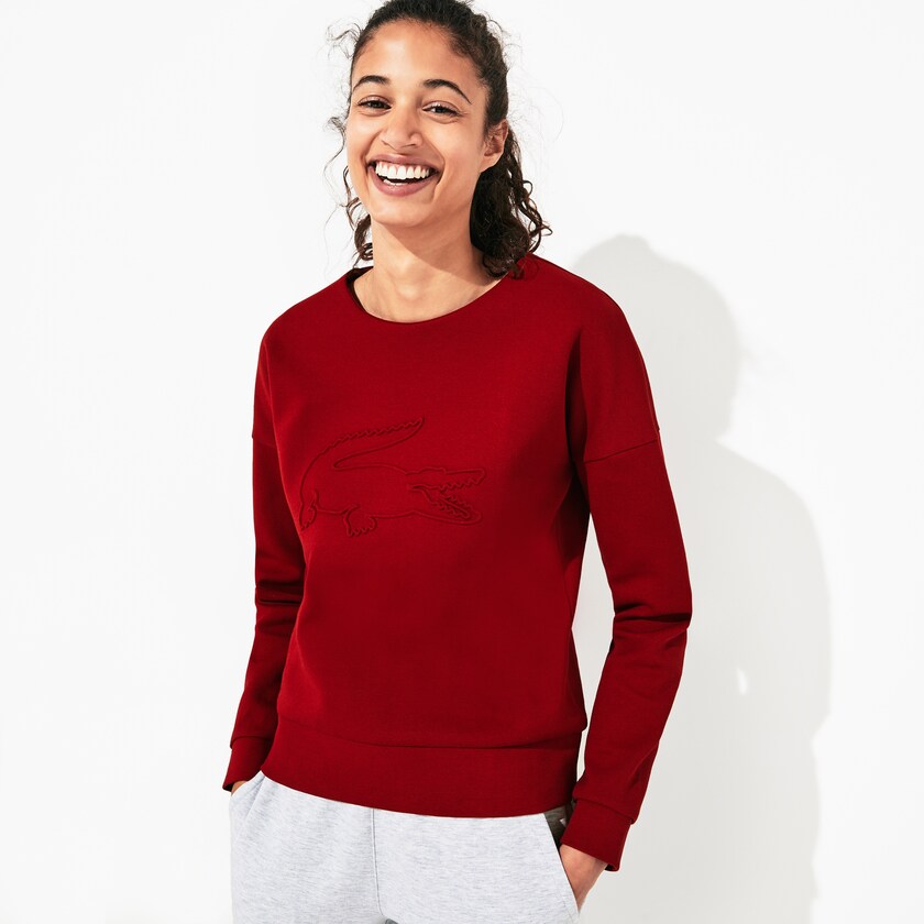 Moletons Vermelhas Escuro Feminino Lacoste SPORT Oversize Croc Cotton-Blend ZA9-55115R0