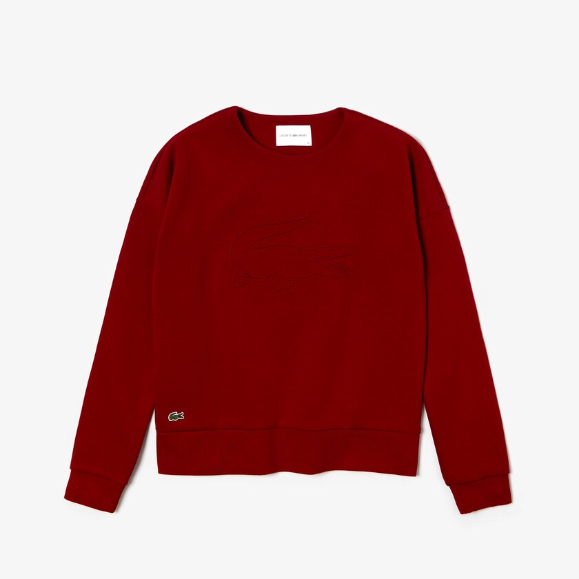 Moletons Vermelhas Escuro Feminino Lacoste SPORT Oversize Croc Cotton-Blend ZA9-55115R0