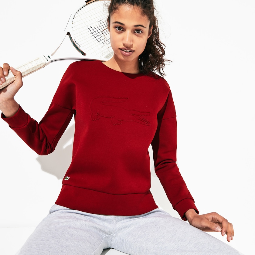 Moletons Vermelhas Escuro Feminino Lacoste SPORT Oversize Croc Cotton-Blend ZA9-55115R0