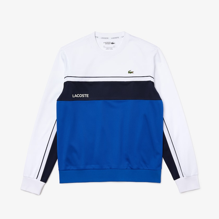Moletons Branco Azuis Azul Marinho Azuis Branco Masculino Lacoste SPORT Resistant Colorblock Piqué PN4-01350R5
