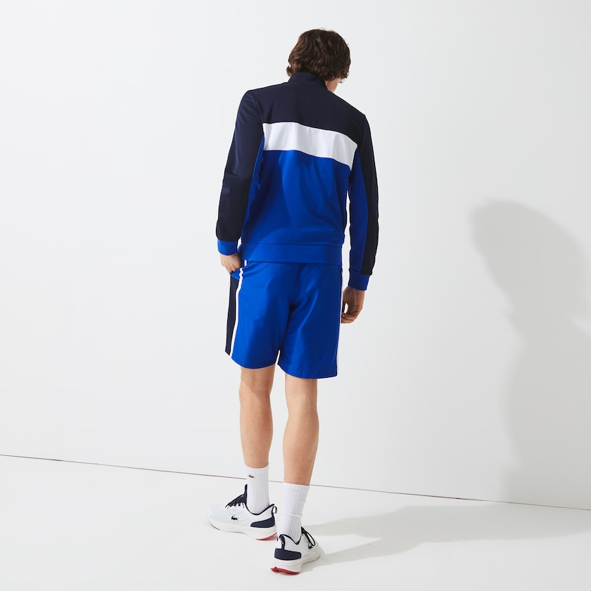 Moletons Azul Marinho Azuis Azuis Branco Azuis Masculino Lacoste SPORT Resistant Colourblock Piqué Zip KM4-04640Z5