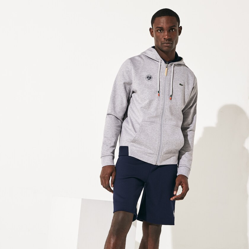 Moletons Cinzentas Azul Marinho Azuis Branco Masculino Lacoste SPORT Roland Garros Hooded Zip-Up LL4-98859G2