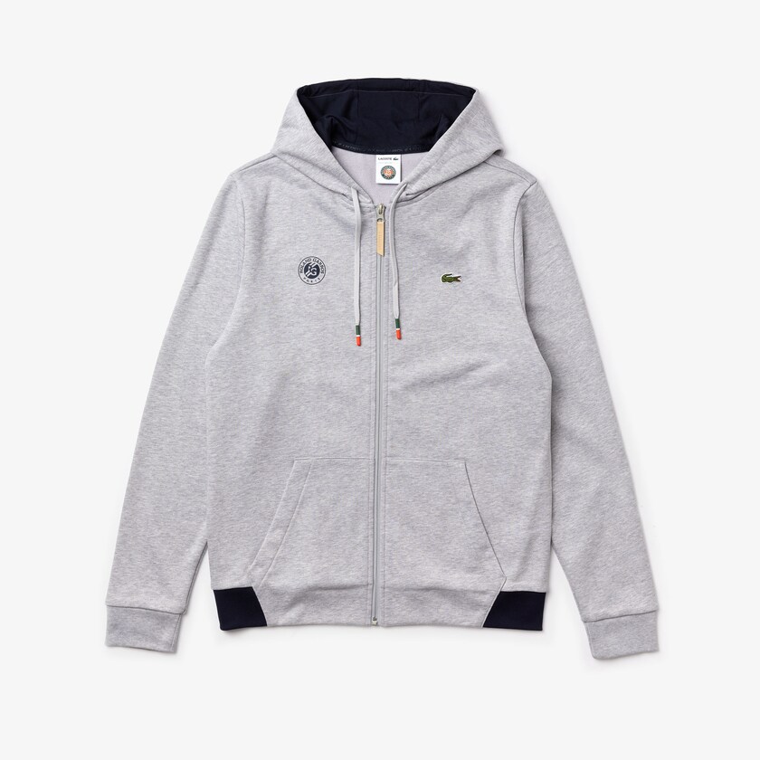 Moletons Cinzentas Azul Marinho Azuis Branco Masculino Lacoste SPORT Roland Garros Hooded Zip-Up LL4-98859G2