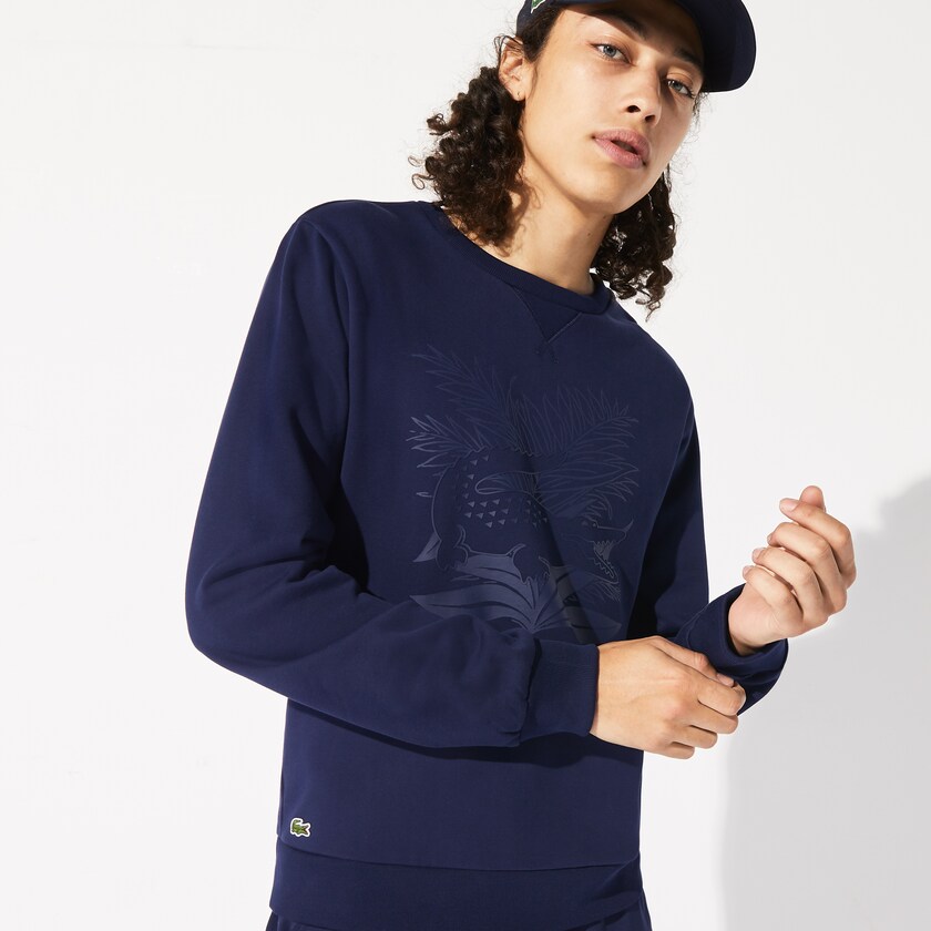 Moletons Azul Marinho Azuis Verdes Masculino Lacoste SPORT Roland Garros Plant Print PN6-39953Z5
