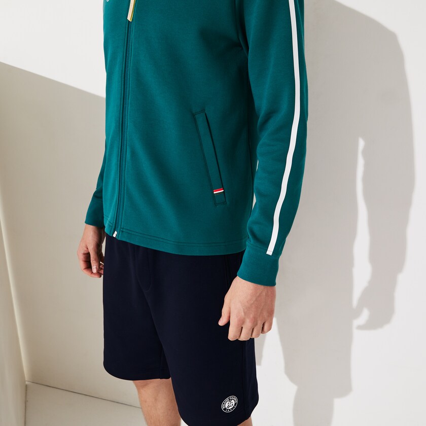 Moletons Verdes Branco Vermelhas Masculino Lacoste SPORT Roland Garros V-Neck Zip NT5-79757A2