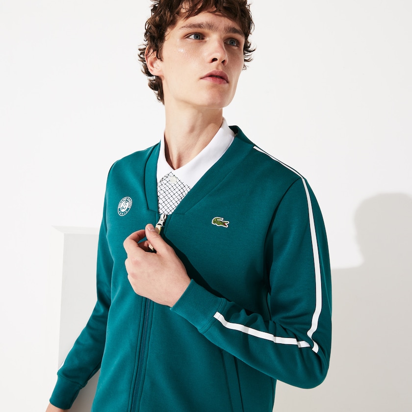 Moletons Verdes Branco Vermelhas Masculino Lacoste SPORT Roland Garros V-Neck Zip NT5-79757A2