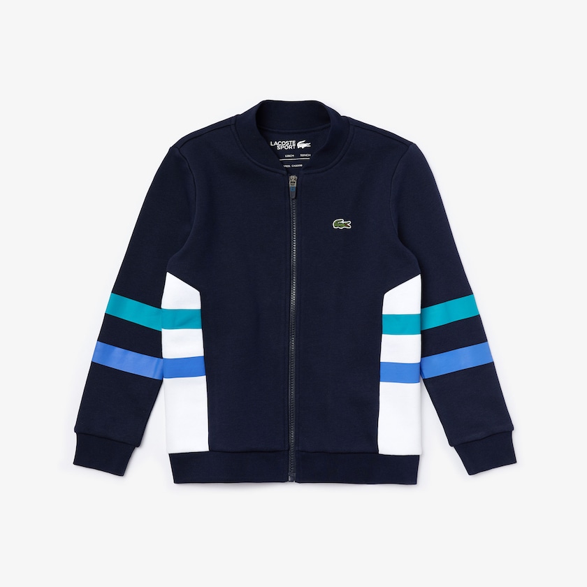 Moletons Azul Marinho Azuis Branco Turquesa Azuis Criança Lacoste SPORT Side Stripe Full-Zip Colorblock PA0-99669R8