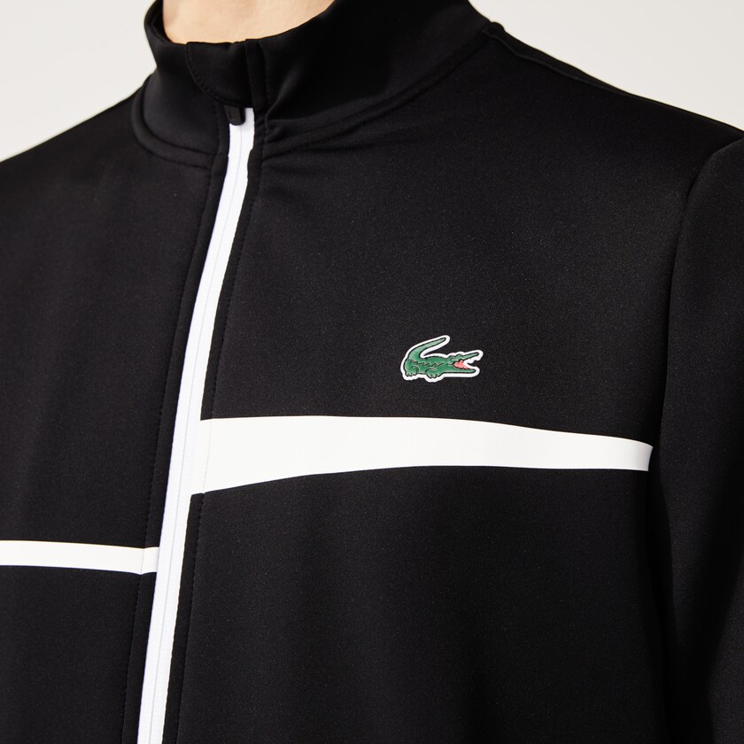 Moletons Pretas Branco Masculino Lacoste SPORT Stand-Up Collar Zip Tennis PA5-83168S1