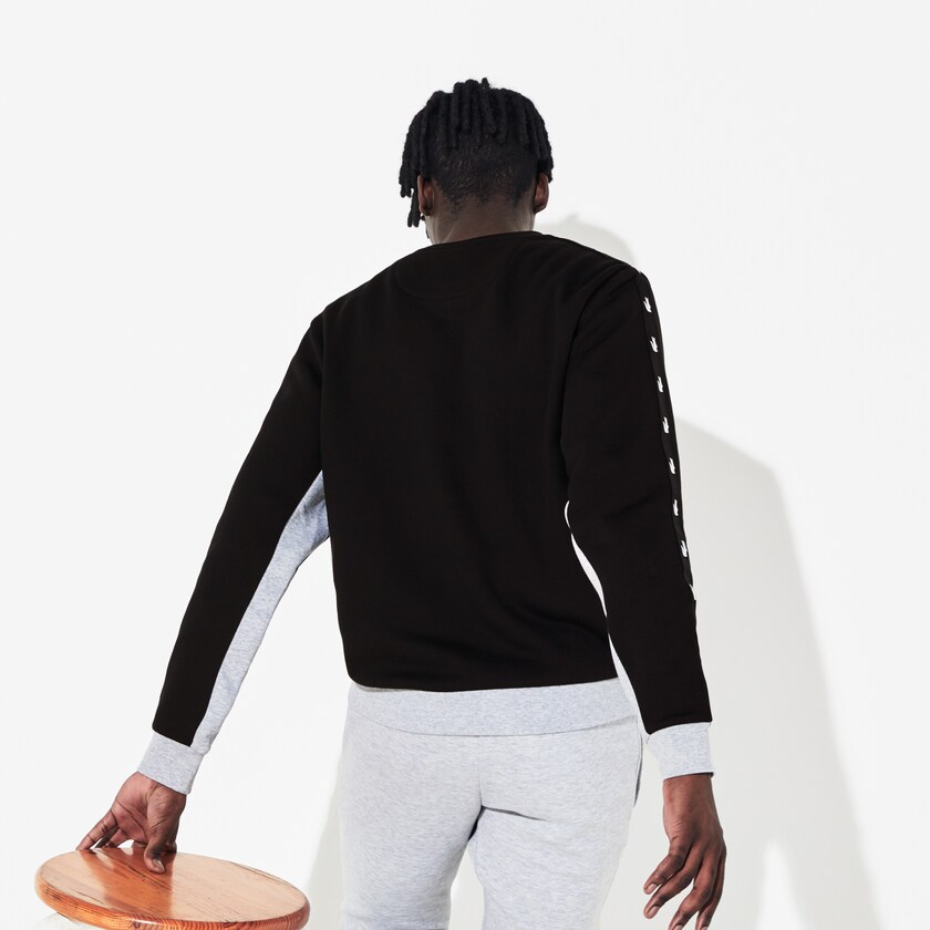 Moletons Pretas Cinzentas Masculino Lacoste SPORT Two-Tone Fleece Crew Neck TO0-07160B0
