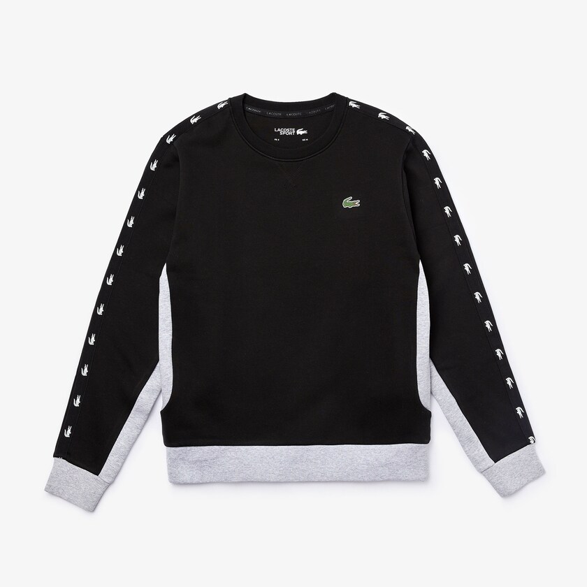 Moletons Pretas Cinzentas Masculino Lacoste SPORT Two-Tone Fleece Crew Neck TO0-07160B0
