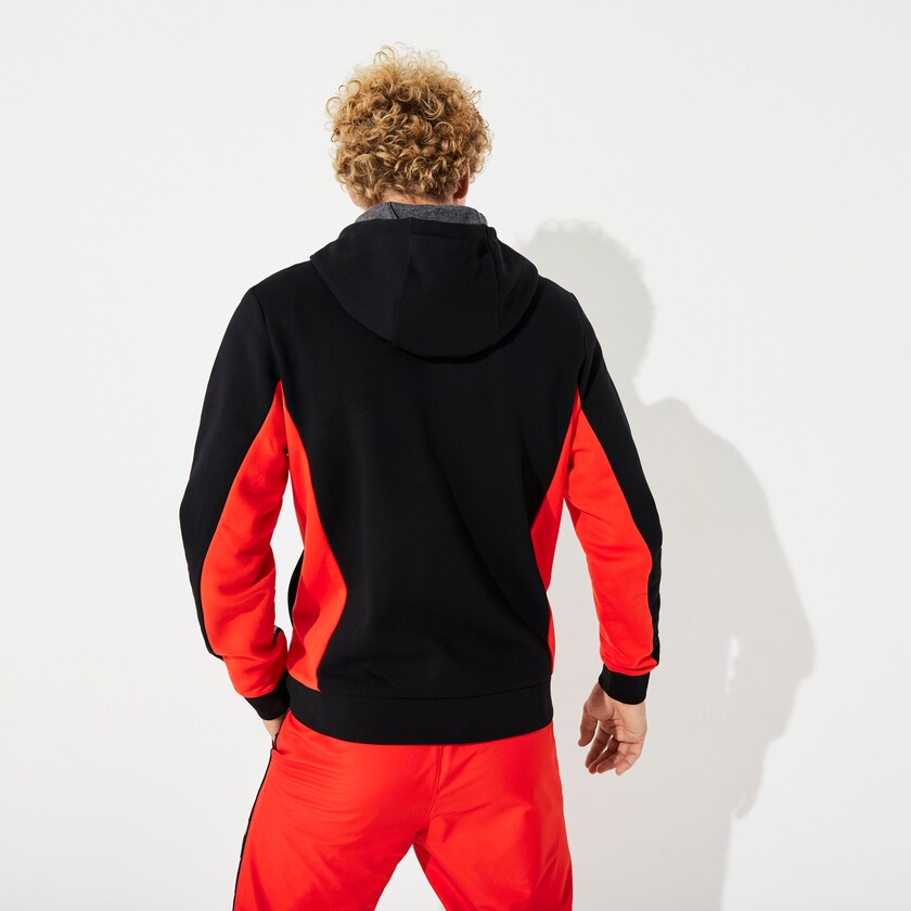 Moletons Pretas Vermelhas Cinzentas Masculino Lacoste SPORT Two-Tone Fleece Hoody TZ1-77357N7