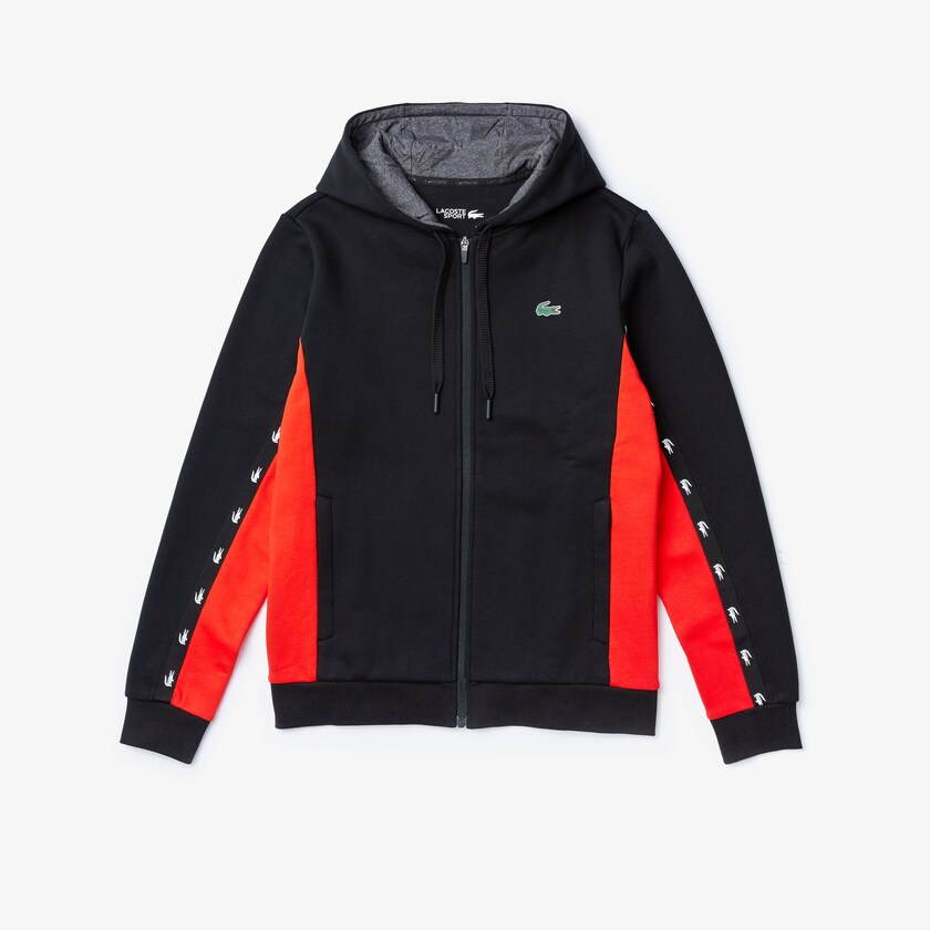 Moletons Pretas Vermelhas Cinzentas Masculino Lacoste SPORT Two-Tone Fleece Hoody TZ1-77357N7
