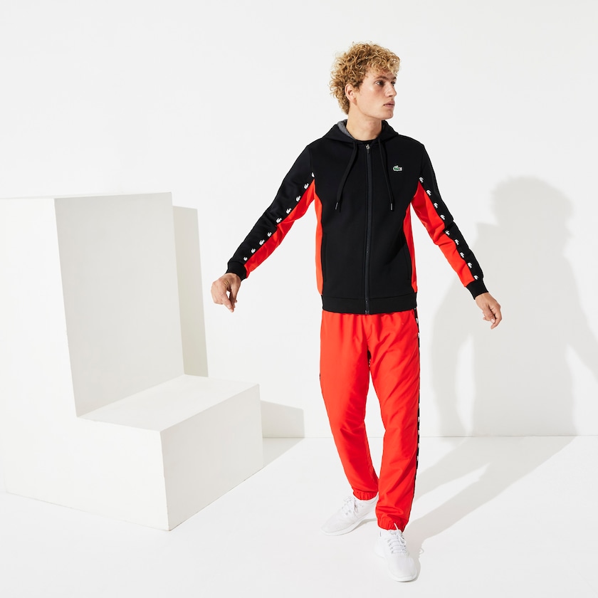 Moletons Pretas Vermelhas Cinzentas Masculino Lacoste SPORT Two-Tone Fleece Hoody TZ1-77357N7