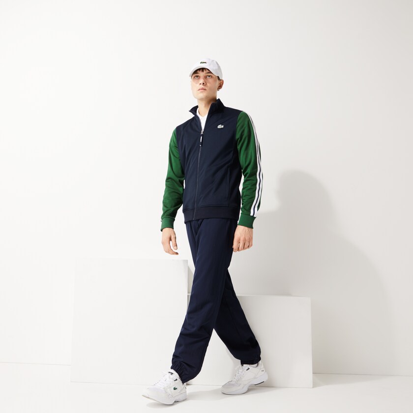 Moletons Azul Marinho Azuis Verdes Masculino Lacoste SPORT Two-Tone Technical Piqué Zip ER5-16421J9