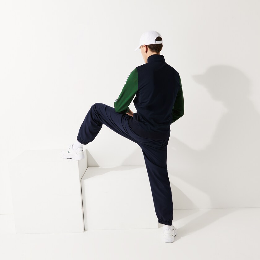 Moletons Azul Marinho Azuis Verdes Masculino Lacoste SPORT Two-Tone Technical Piqué Zip ER5-16421J9