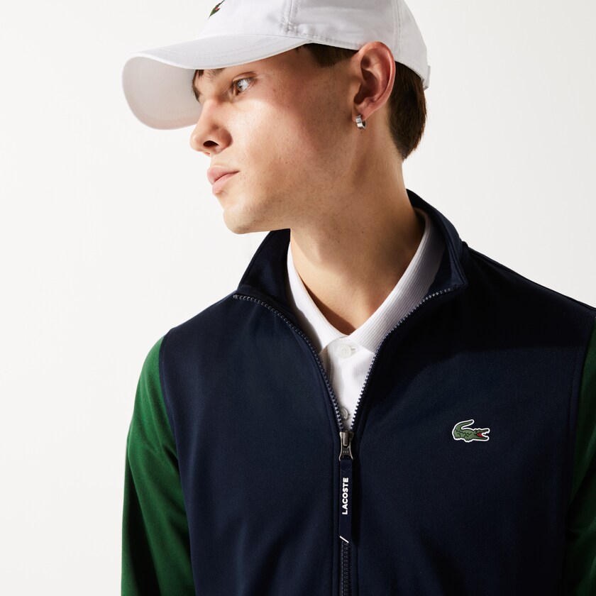 Moletons Azul Marinho Azuis Verdes Masculino Lacoste SPORT Two-Tone Technical Piqué Zip ER5-16421J9