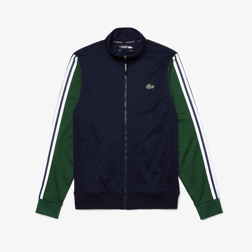 Moletons Azul Marinho Azuis Verdes Masculino Lacoste SPORT Two-Tone Technical Piqué Zip ER5-16421J9