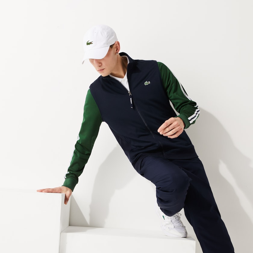 Moletons Azul Marinho Azuis Verdes Masculino Lacoste SPORT Two-Tone Technical Piqué Zip ER5-16421J9
