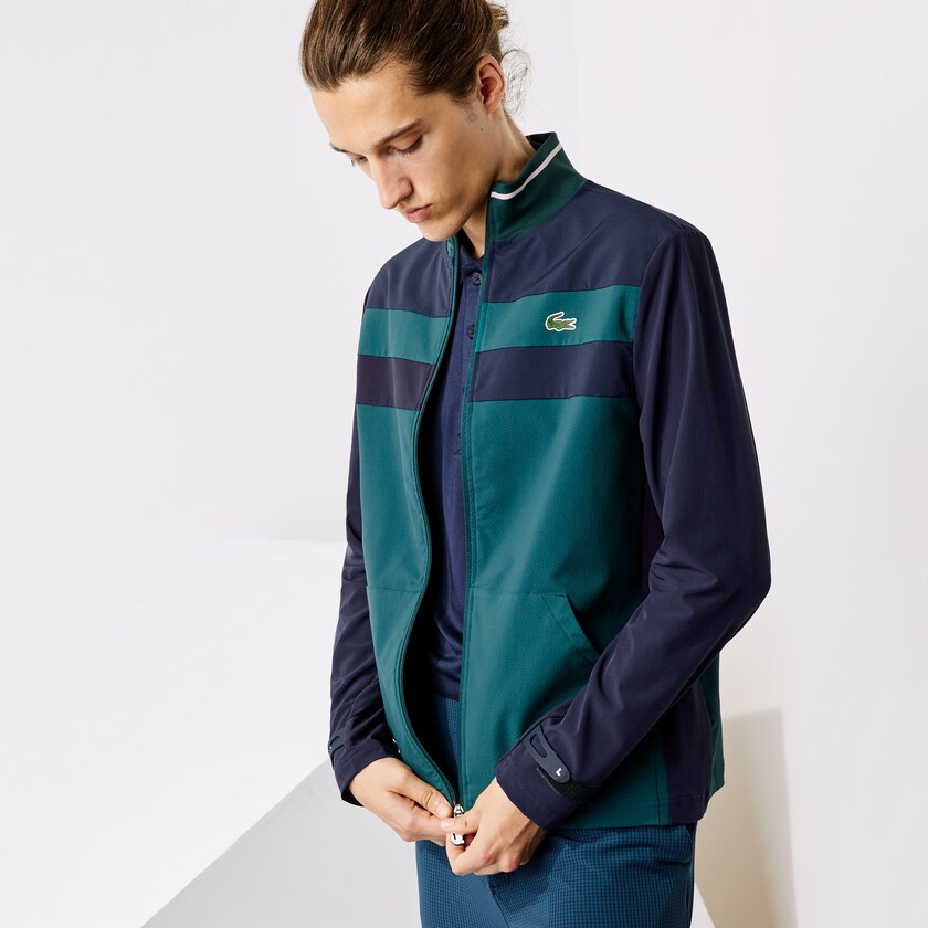 Moletons Verdes Azul Marinho Azuis Branco Masculino Lacoste SPORT Two-Tone Zippered Golf QG3-29982K0