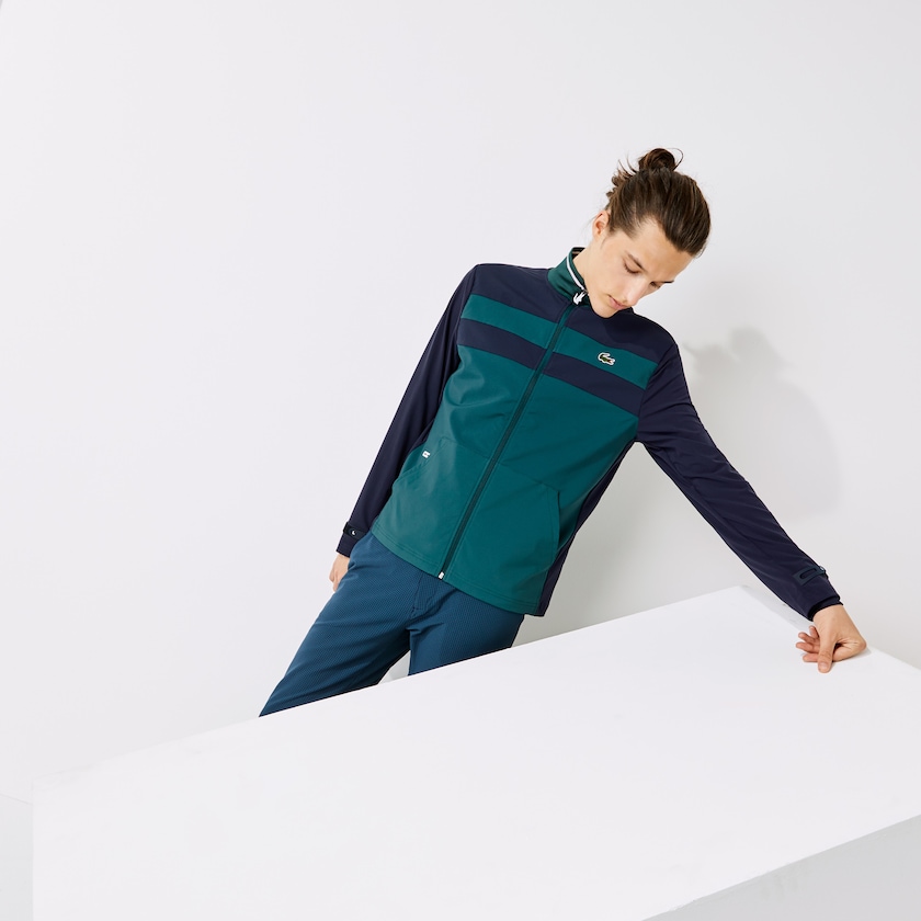 Moletons Verdes Azul Marinho Azuis Branco Masculino Lacoste SPORT Two-Tone Zippered Golf QG3-29982K0