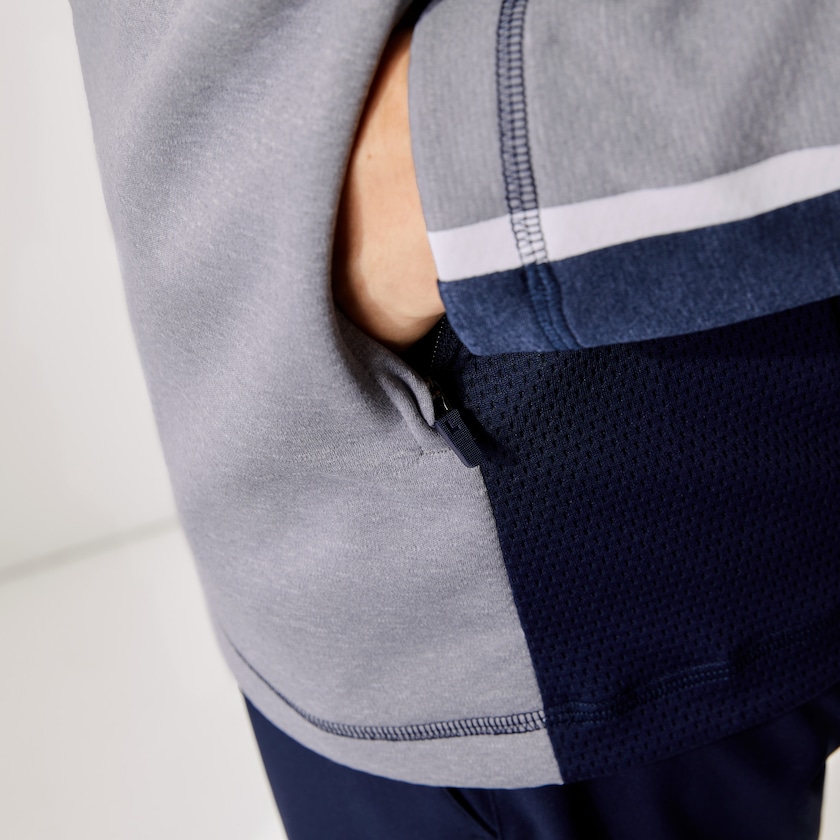 Moletons Cinzentas Azul Marinho Azuis Branco Masculino Lacoste SPORT Zip Stand-Up Collar Stretch Golf BR8-51215C4