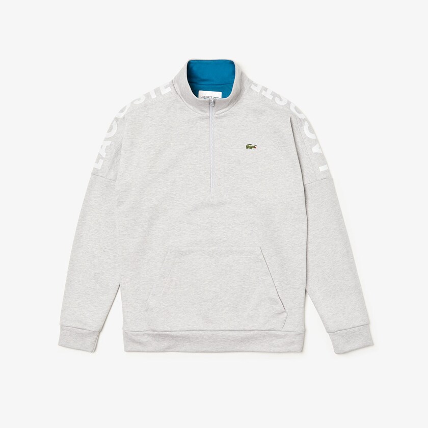 Moletons Cinzentas Azuis Masculino Lacoste SPORT Zip Standup Neck Cotton AP1-27852Y8