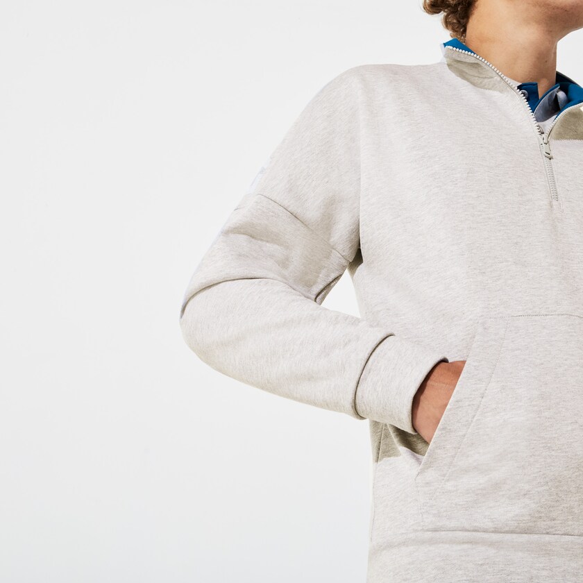 Moletons Cinzentas Azuis Masculino Lacoste SPORT Zip Standup Neck Cotton AP1-27852Y8