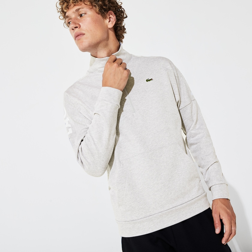 Moletons Cinzentas Azuis Masculino Lacoste SPORT Zip Standup Neck Cotton AP1-27852Y8