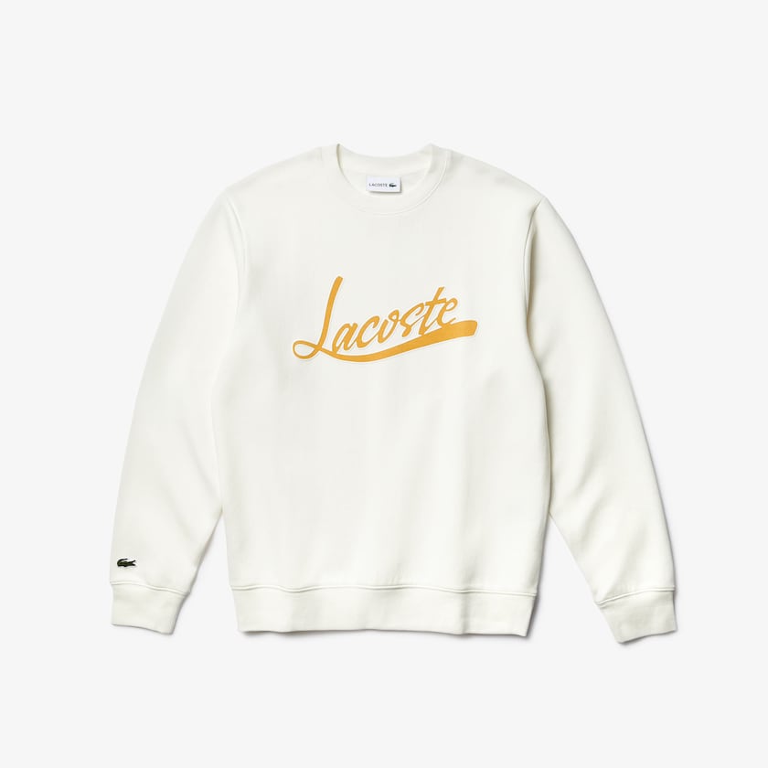 Moletons Branco Masculino Lacoste Signature Print Crew Neck PI1-45294G8