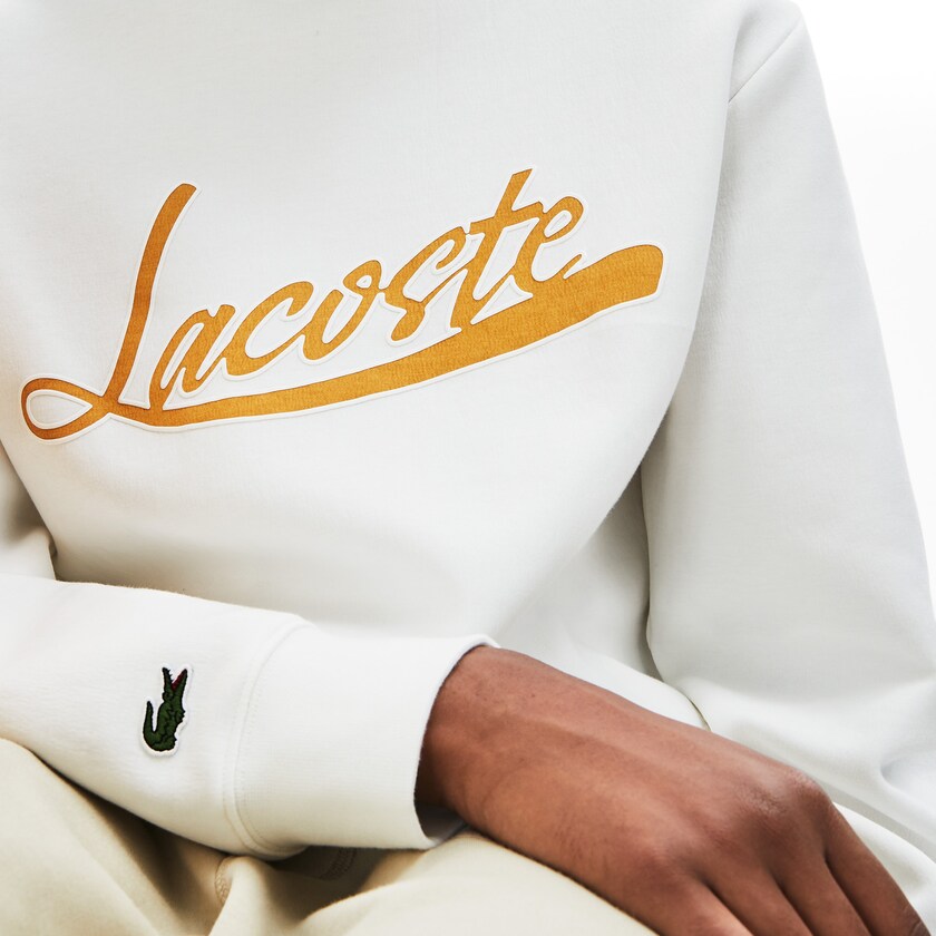 Moletons Branco Masculino Lacoste Signature Print Crew Neck PI1-45294G8
