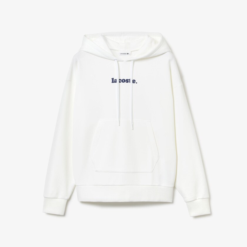 Moletons Branco Feminino Lacoste Signature Wide Hooded Fleece QN4-01170U8