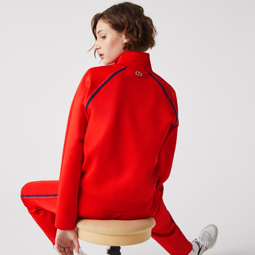 Moletons Vermelhas Azuis Vermelhas Feminino Lacoste Stand-Up Collar Vintage Style Zip RM1-11401H0